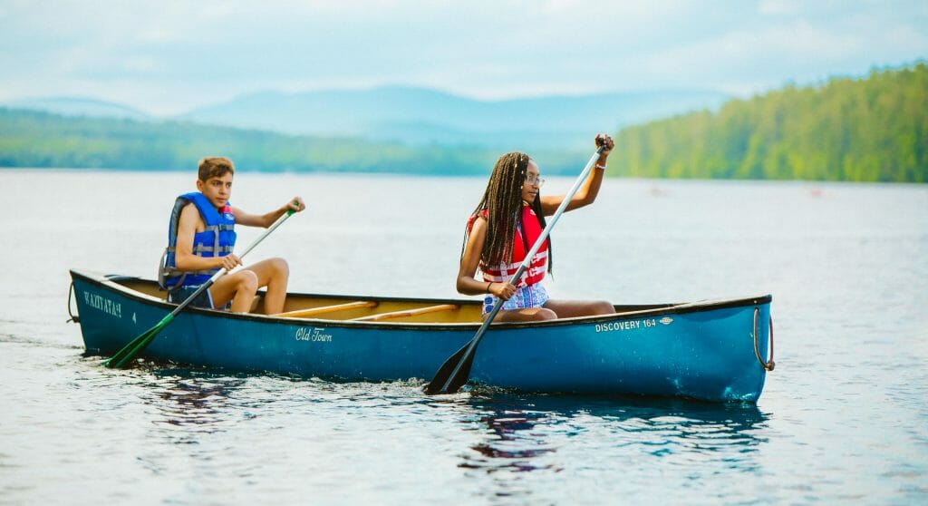 Two campers canoeing