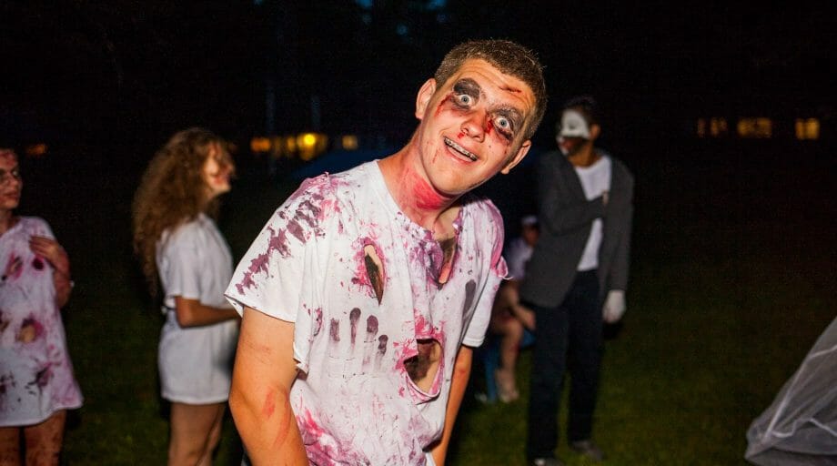 Boy dressed as a zombie for a special event