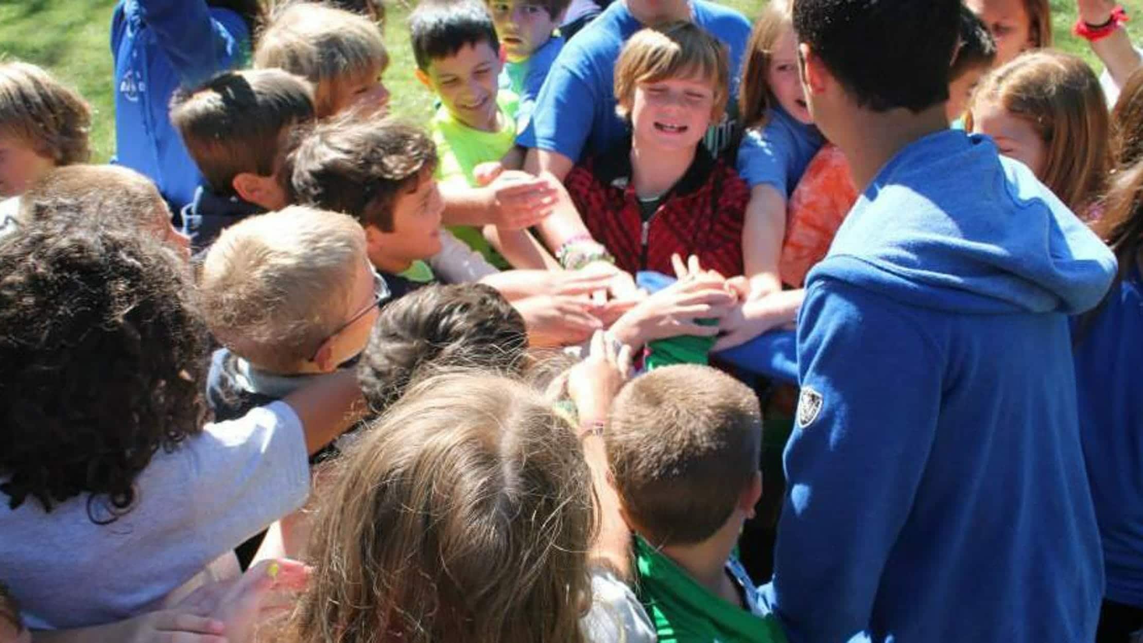 Campers huddling together