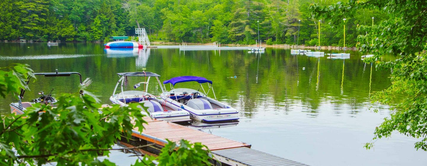 Boats on the lake at Camp Waziyatah